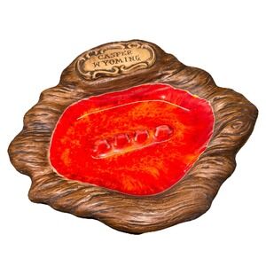 Vintage Red Tiki Ashtray Treasure Craft 1970's Made in USA Casper‎ Wyoming Chip